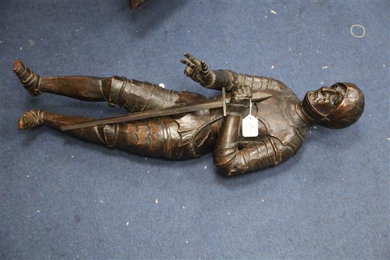 A 16th century Continental carved limewood figure of a knight, height 84cm